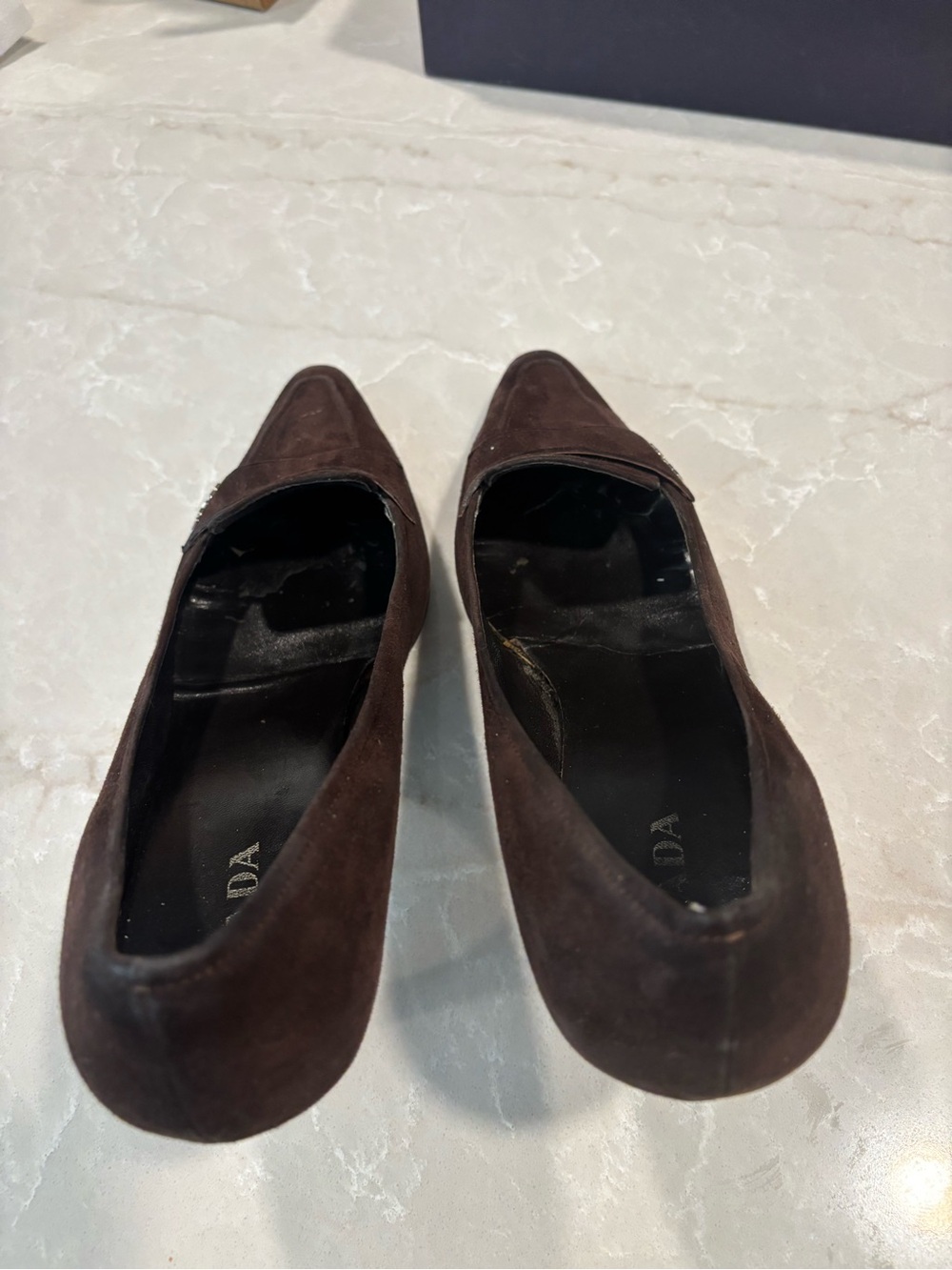 Prada Brown Suede Pointed Loafers - Picture 3 of 5